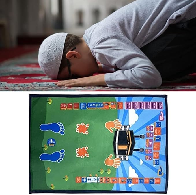 Educational Interactive Prayer Mat Carpet Electronic Interactive Voice Teaching Prayer Rug Mat Worship Blanket for Children Kids