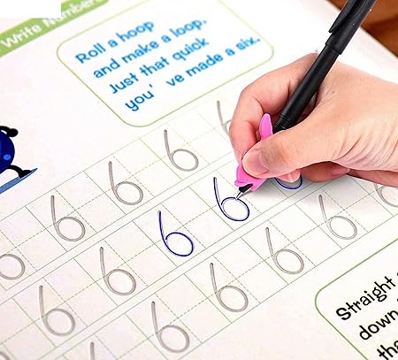 Magic Copybook for kids Sank Magic copy book Reusable Handwriting Tracing Practice kit Preschool Calligraphy Set included Easy Grip Pen & Refill 4 books Math Numbers English Alphabet Letter Drawing
