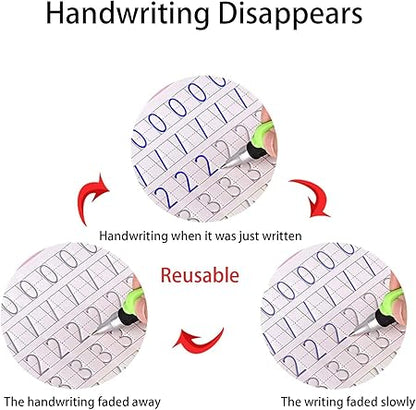 Magic Copybook for kids Sank Magic copy book Reusable Handwriting Tracing Practice kit Preschool Calligraphy Set included Easy Grip Pen & Refill 4 books Math Numbers English Alphabet Letter Drawing