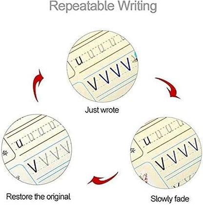 Magic Copybook for kids Sank Magic copy book Reusable Handwriting Tracing Practice kit Preschool Calligraphy Set included Easy Grip Pen & Refill 4 books Math Numbers English Alphabet Letter Drawing